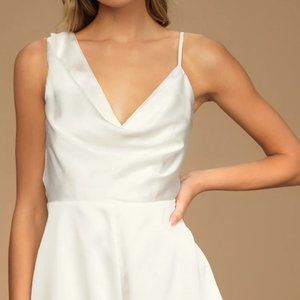 Ivory Satin Cowl Neck Romper